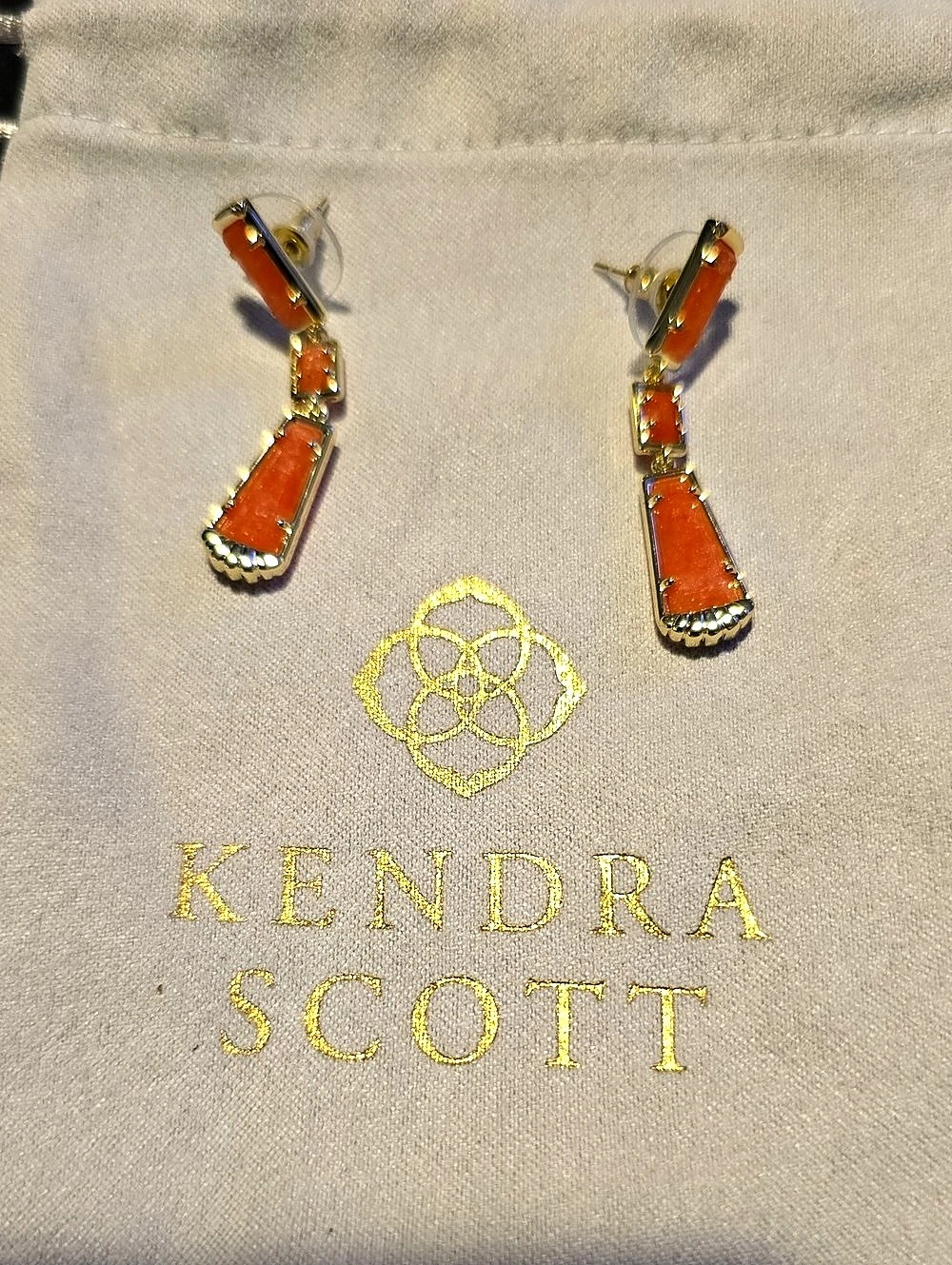 Kendra Scott Daphne Enamel Frame Drop Earrings Orange